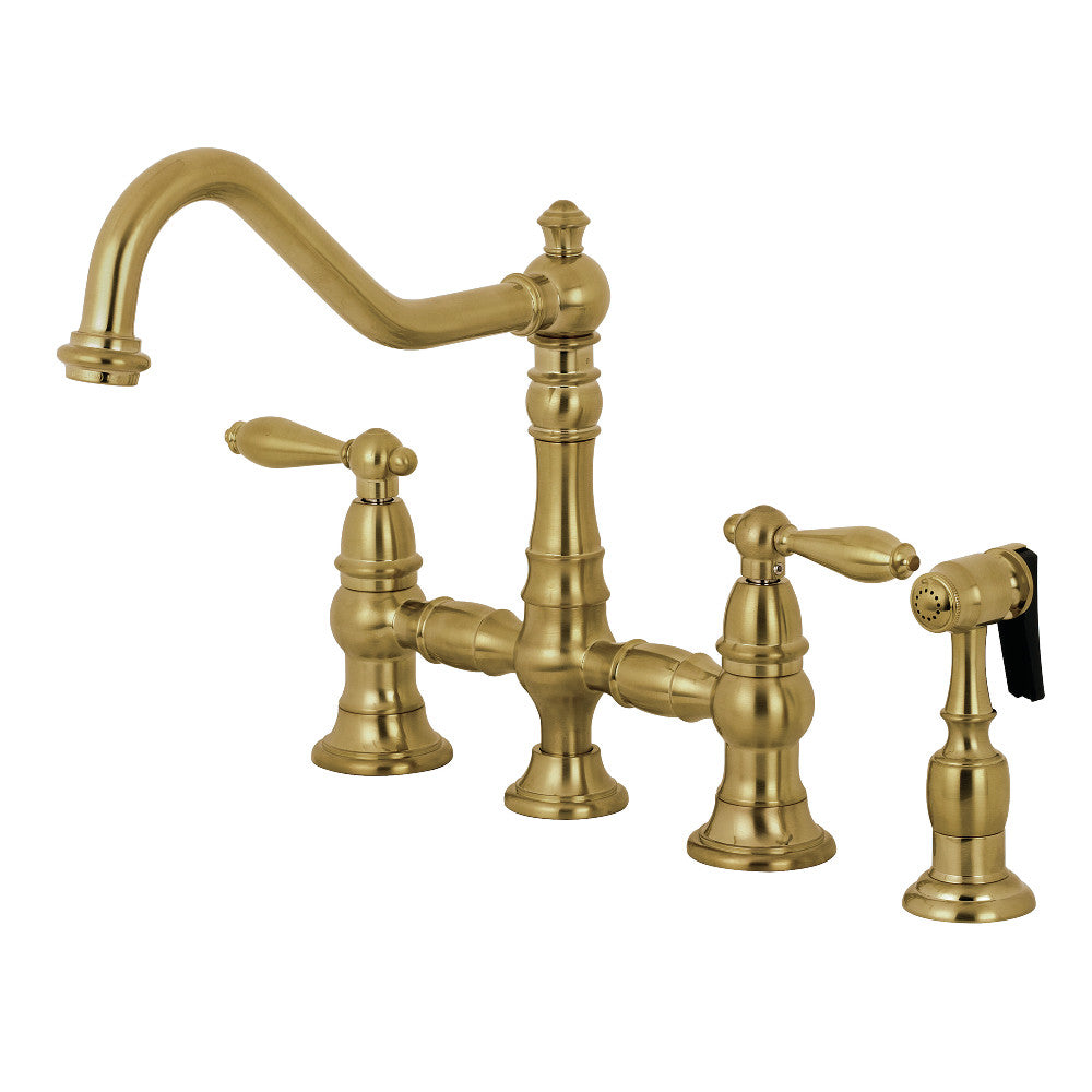 Restoration Bridge Kitchen Faucet in Brushed Brass