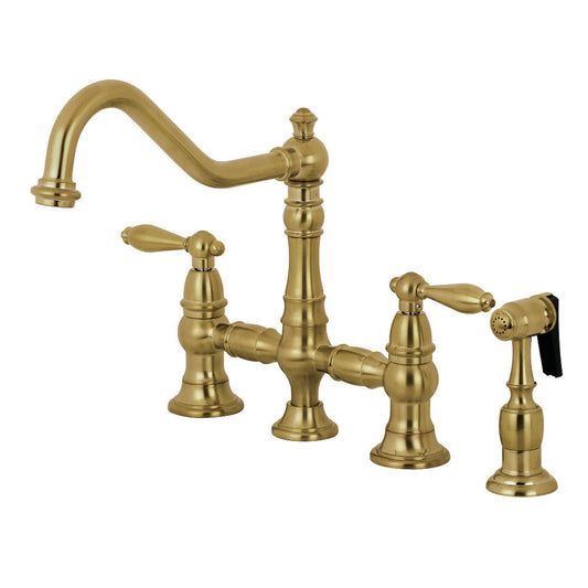 Restoration Bridge Kitchen Faucet in Brushed Brass