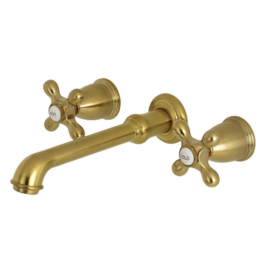 English Country Wall-Mount Bathroom Faucet in Brushed Brass
