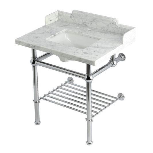 Pemberton 30 Inch Console Sink in Carrara Marble