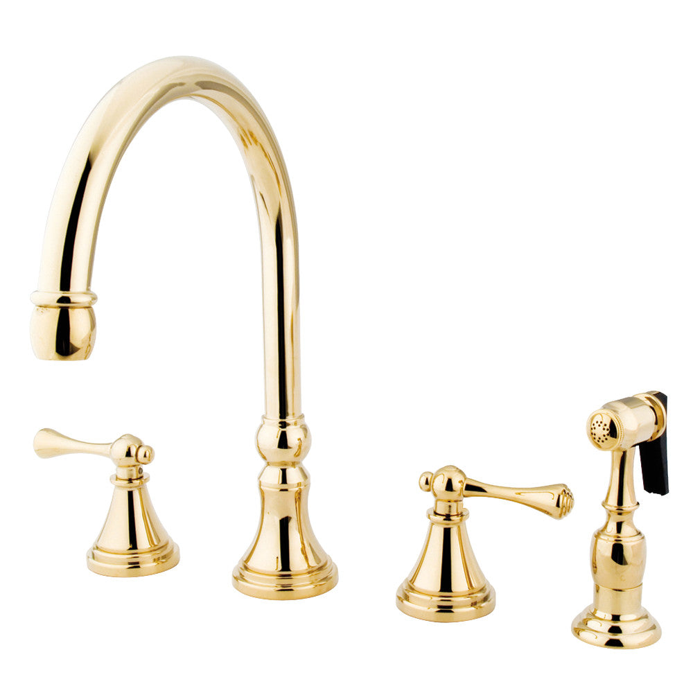 Governor Widespread Kitchen Faucet in Polished Brass