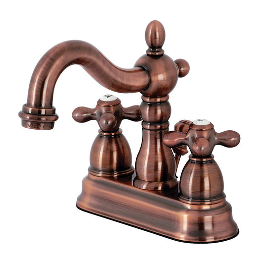 Heritage 4 Inch Centerset Bathroom Faucet in Antique Copper