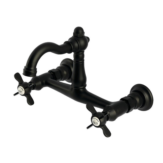 Vintage Wall Mount Kitchen Faucet in Matte Black