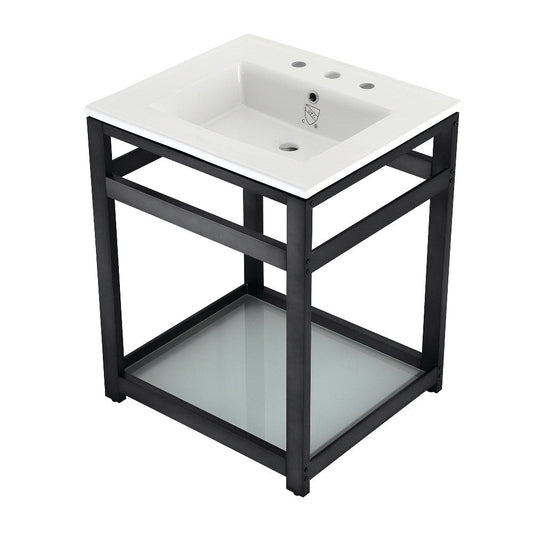 Quadras 25.19 Inch Console Sink in White