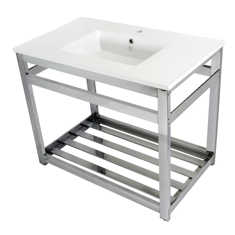 Quadras 37.38 Inch Console Sink in White