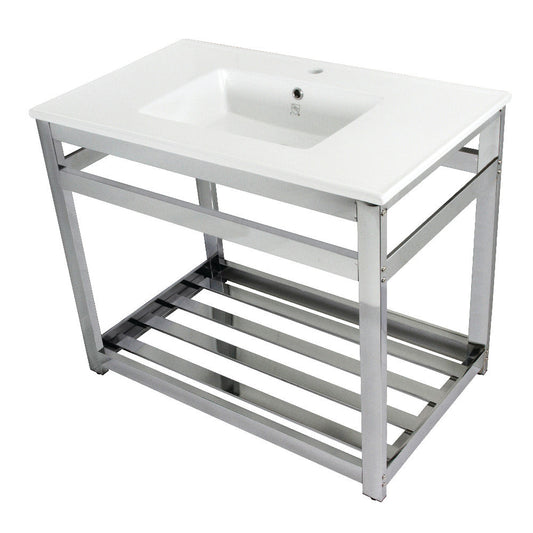 Quadras 37.38 Inch Console Sink in White