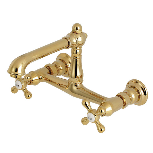 English Country Wall-Mount Bathroom Faucet in Polished Brass