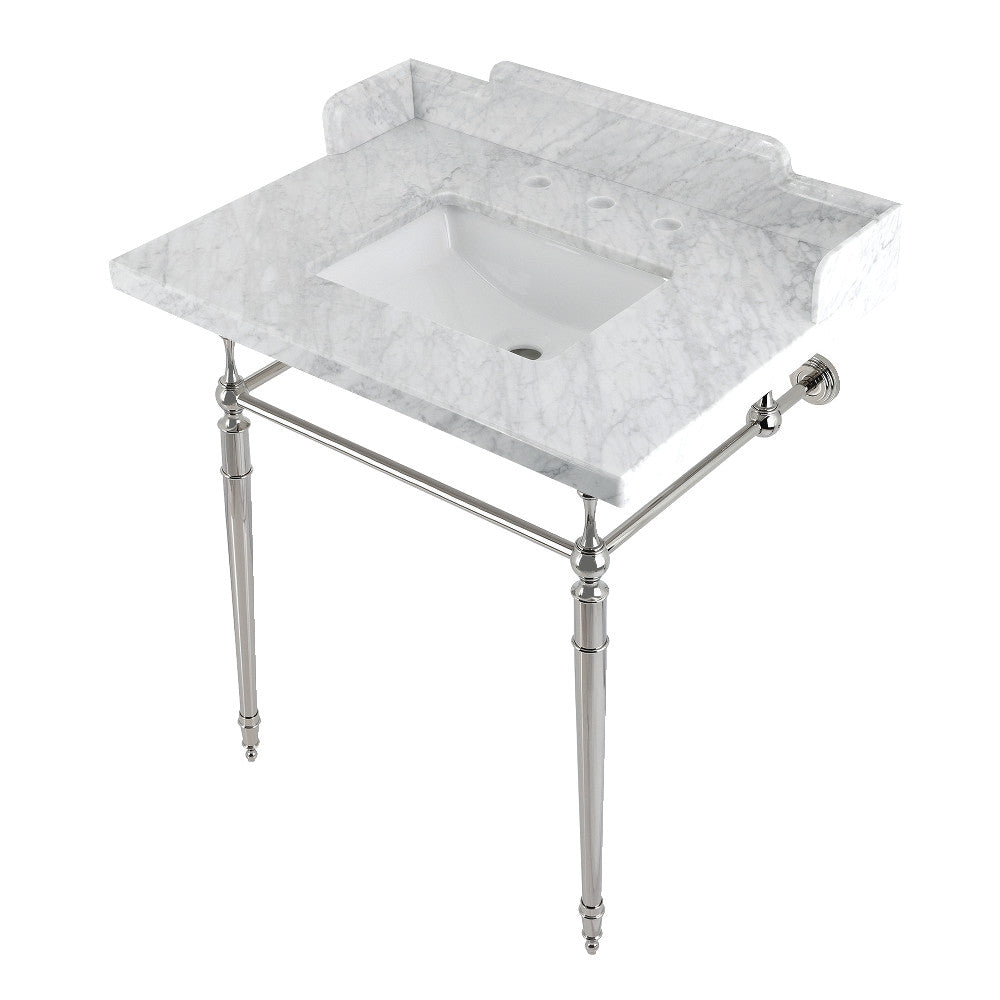 Habsburg 30 Inch Console Sink in Carrara Marble