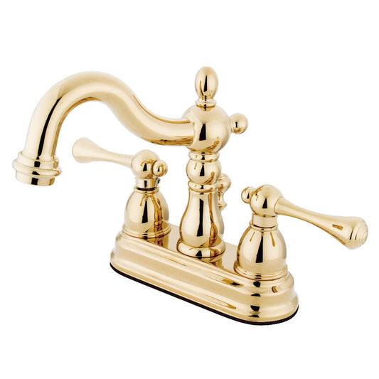 Heritage 4 Inch Centerset Bathroom Faucet in Polished Brass