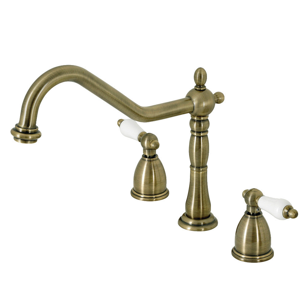 Heritage Widespread Kitchen Faucet in Antique Brass