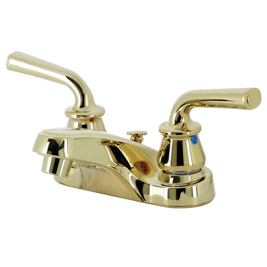 Restoration 4 Inch Centerset Bathroom Faucet in Polished Brass