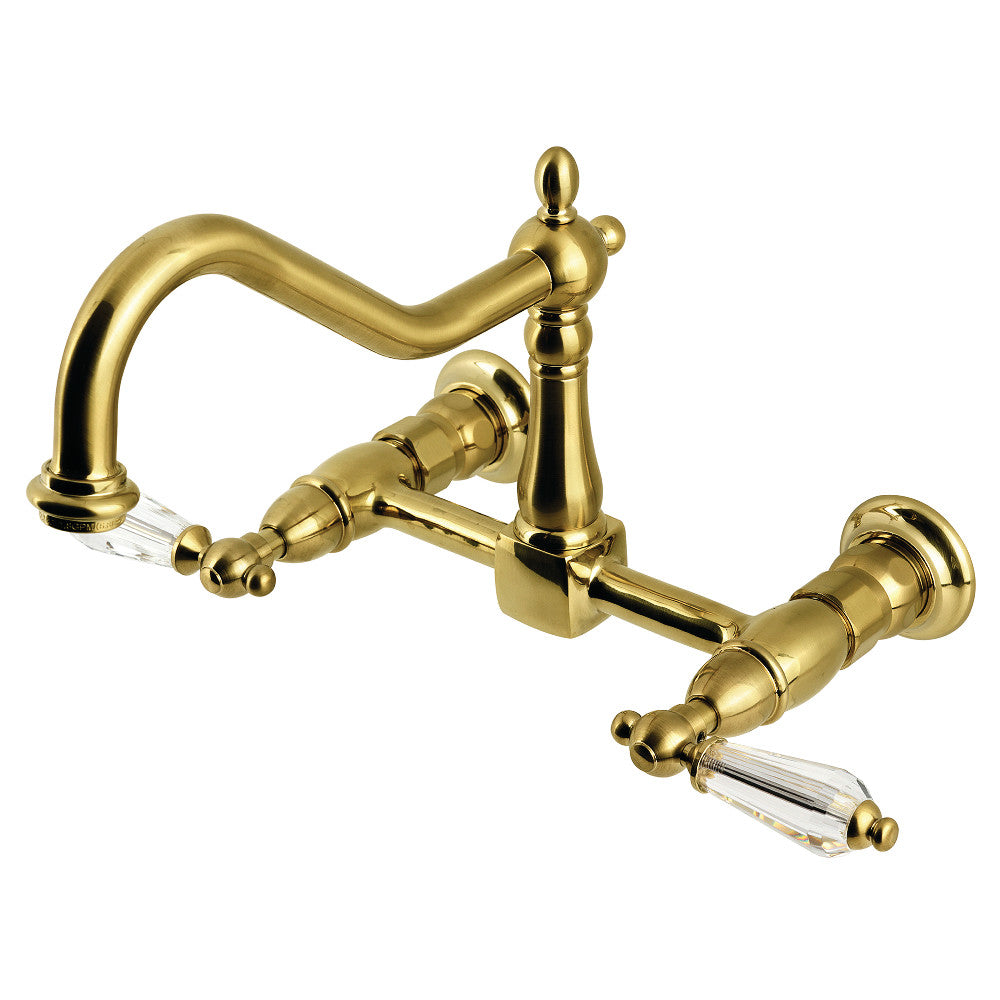 Wilshire Wall Mount Kitchen Faucet in Brushed Brass