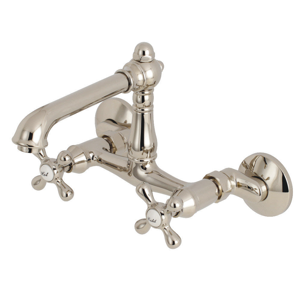 English Country Wall Mount Kitchen Faucet in Polished Nickel