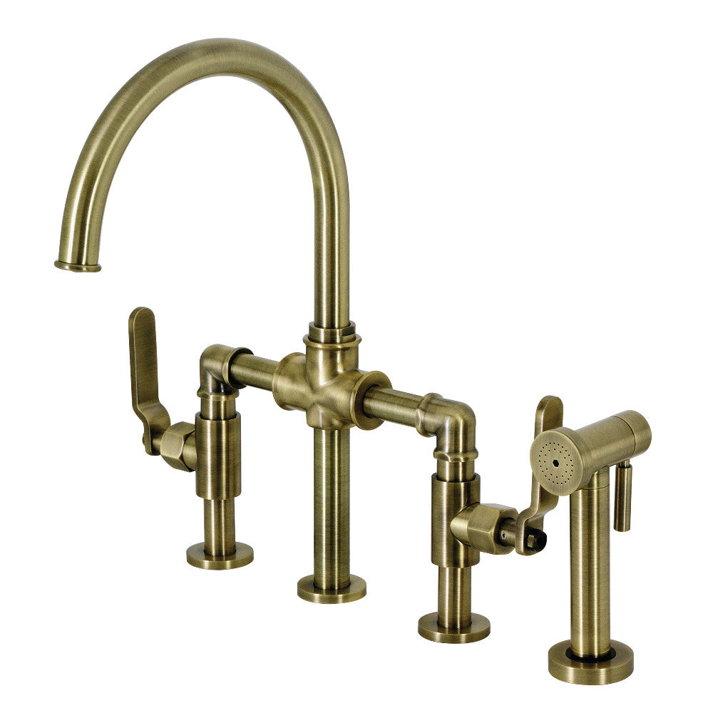 Whitaker Bridge Kitchen Faucet in Antique Brass