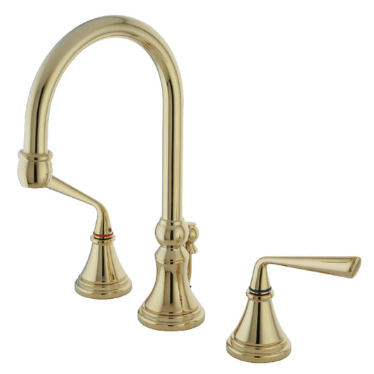 Silver Sage Widespread Bathroom Faucet in Polished Brass
