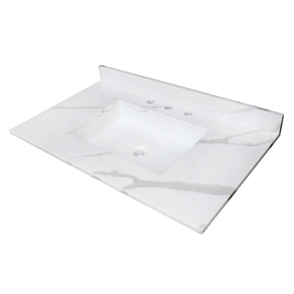 Montesquieu 37 Inch Vanity Sink Top in Carrara Marble