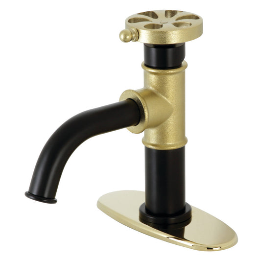 Belknap Single-Hole Bathroom Faucet in Matte Black/Polished Brass