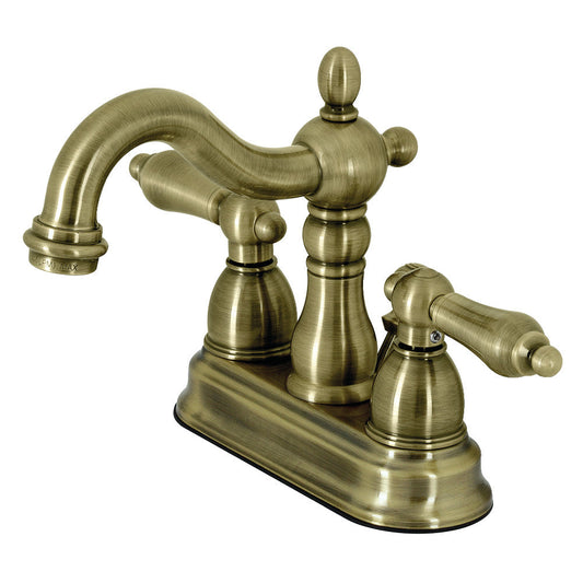 Heritage 4 Inch Centerset Bathroom Faucet in Antique Brass