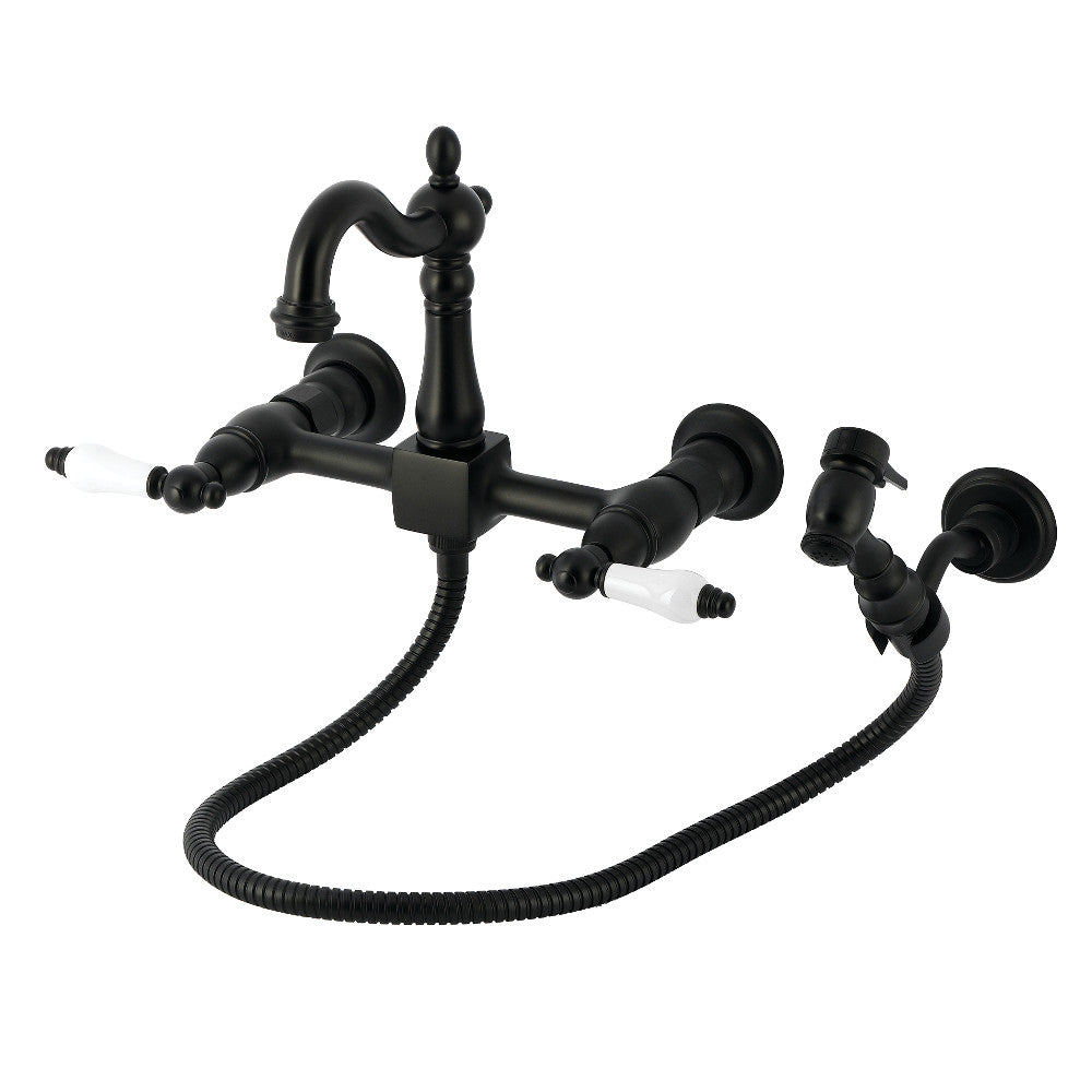 Heritage Wall Mount Kitchen Faucet in Matte Black