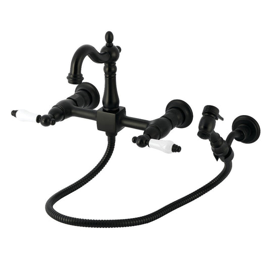 Heritage Wall Mount Kitchen Faucet in Matte Black