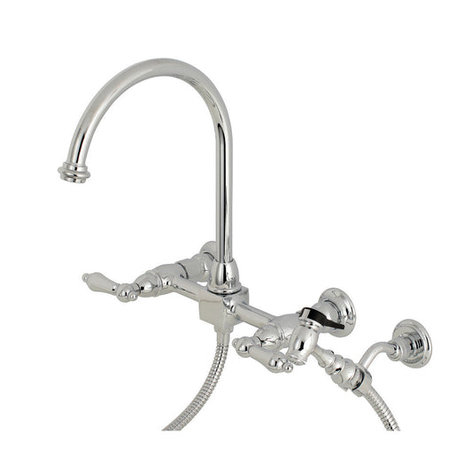 Restoration Wall Mount Kitchen Faucet in Polished Chrome