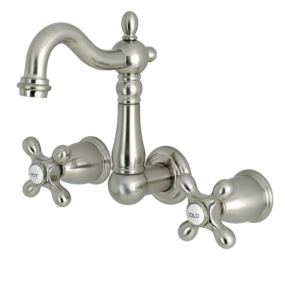 Heritage Wall-Mount Bathroom Faucet in Brushed Nickel