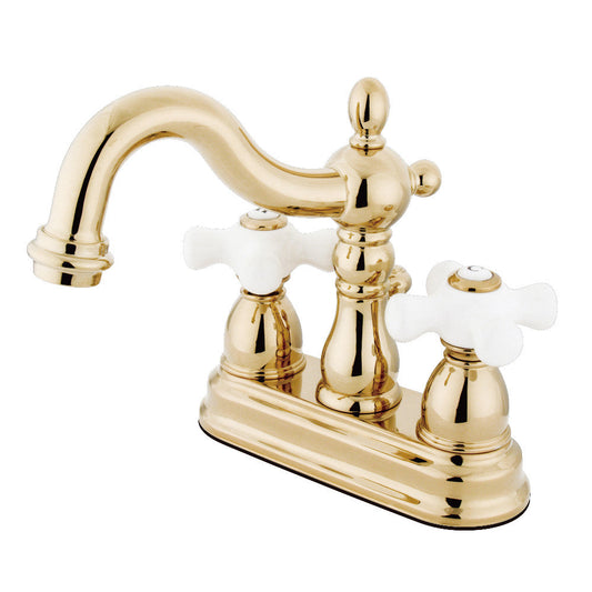 Heritage 4 Inch Centerset Bathroom Faucet in Polished Brass