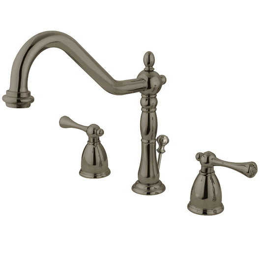 English Vintage Widespread Bathroom Faucet in Brushed Nickel