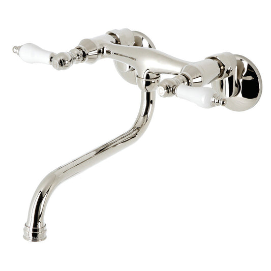 Kingston Wall-Mount Bathroom Faucet in Polished Nickel