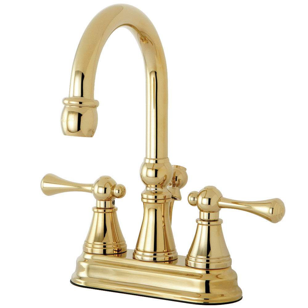 Restoration 4 Inch Centerset Bathroom Faucet in Polished Brass