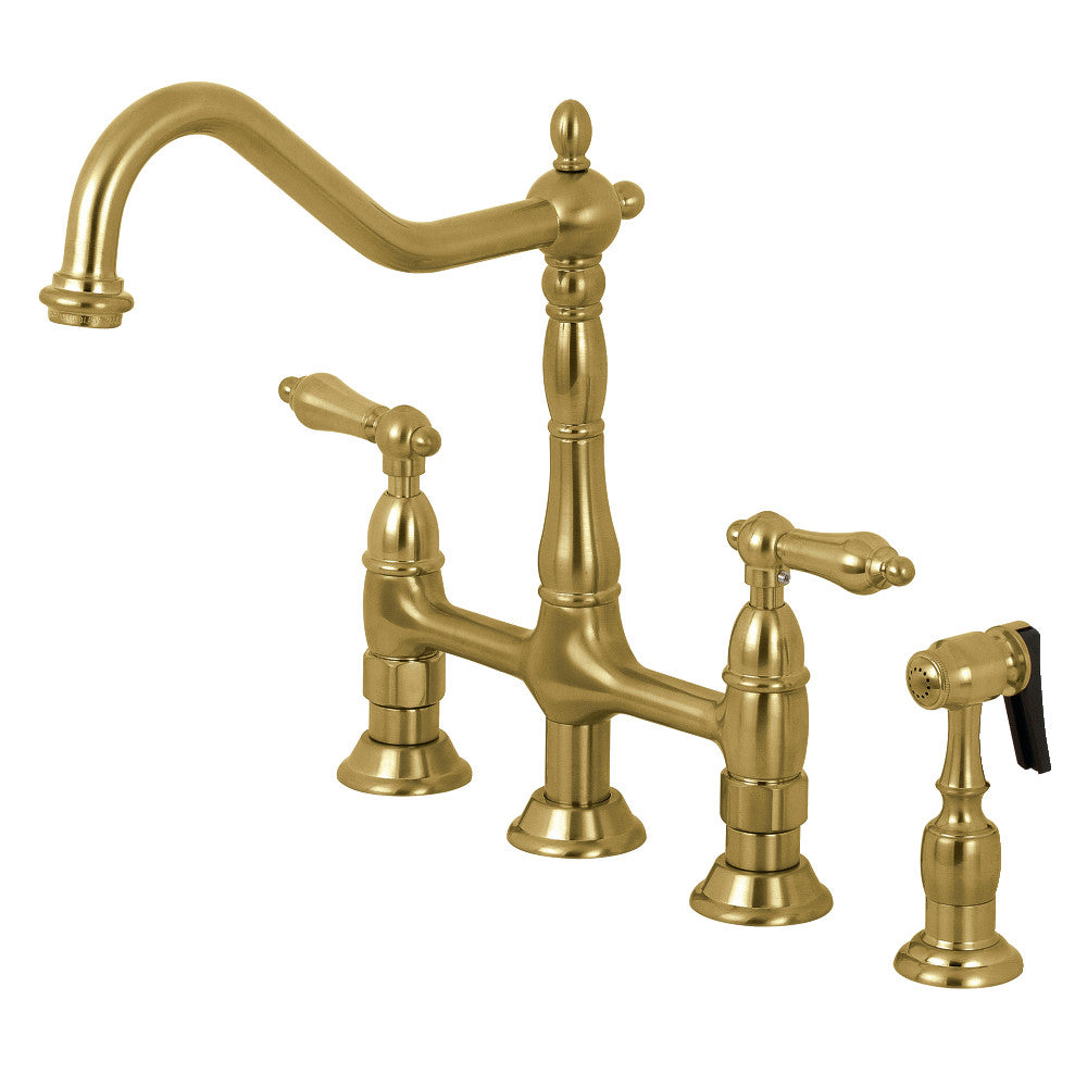 Heritage Bridge Kitchen Faucet in Brushed Brass