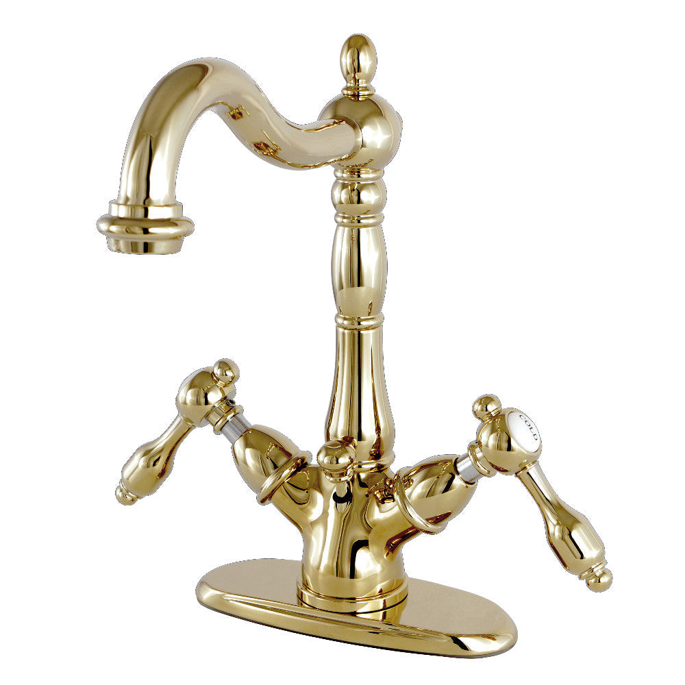 Tudor 4 Inch Centerset Bathroom Faucet in Polished Brass
