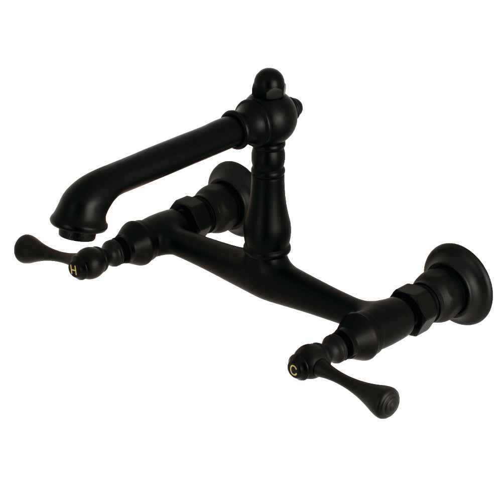 English Country Wall-Mount Bathroom Faucet in Matte Black