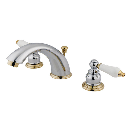 Victorian Widespread Bathroom Faucet in Polished Chrome/Polished Brass