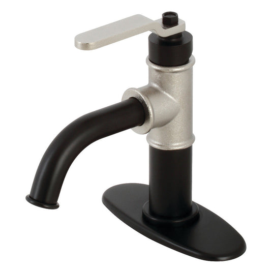 Whitaker Single-Hole Bathroom Faucet in Matte Black/Polished Nickel