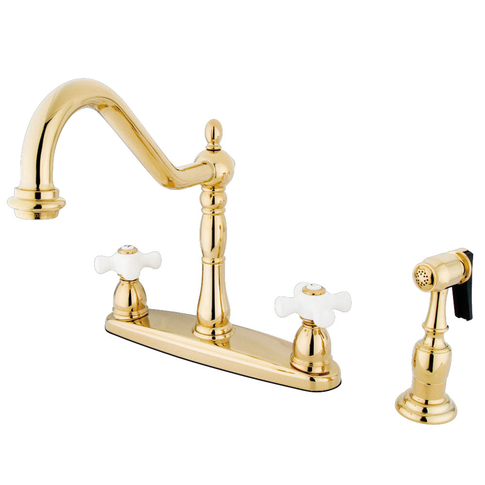 Heritage Centerset Kitchen Faucet in Polished Brass