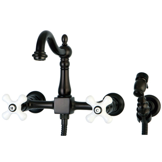 Heritage Wall Mount Kitchen Faucet in Oil Rubbed Bronze