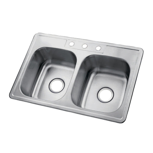 Studio 33 Inch Drop-In Kitchen Sink in Brushed Stainless