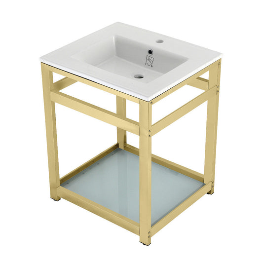 Quadras 25.19 Inch Console Sink in White
