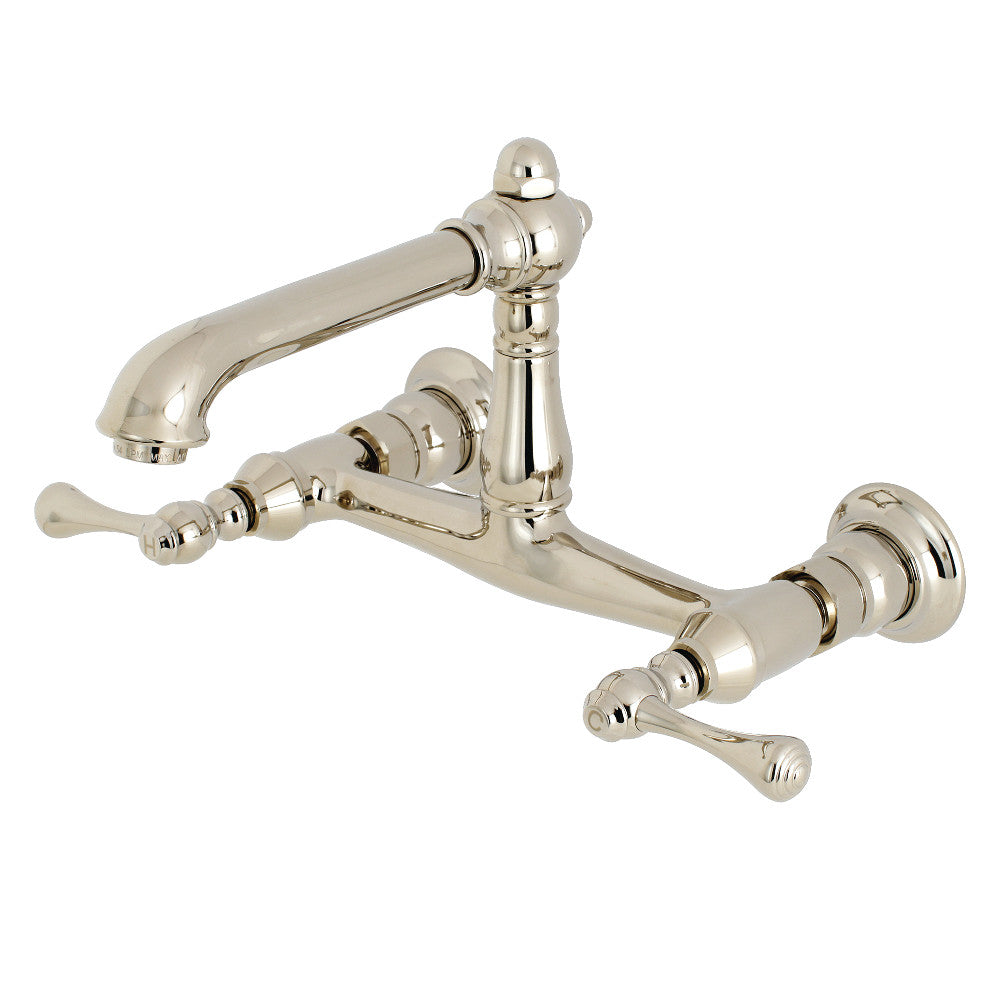 English Country Wall-Mount Bathroom Faucet in Polished Nickel