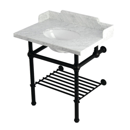 Pemberton 30 Inch Console Sink in Carrara Marble