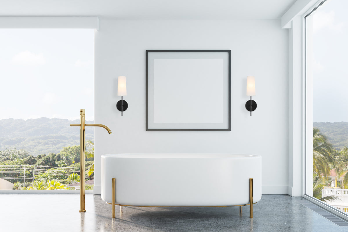 Mel 1 light Black and White shade wall sconce