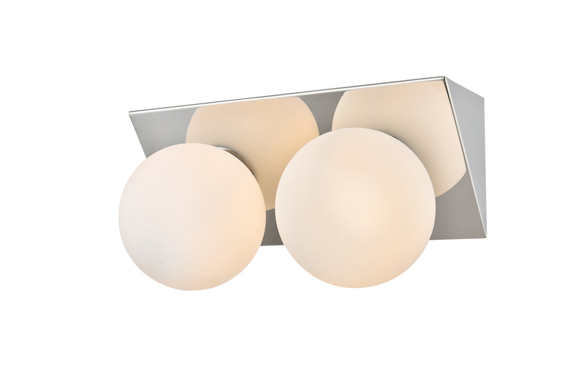 Jillian 2 light Chrome and frosted white Bath Sconce