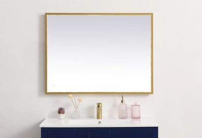 Pier 27x36 inch LED mirror with adjustable color temperature 3000K/4200K/6400K in brass