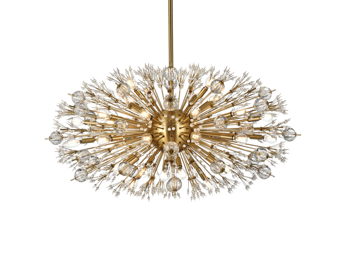 Vera 42 inch crystal starburst oval pendant in gold