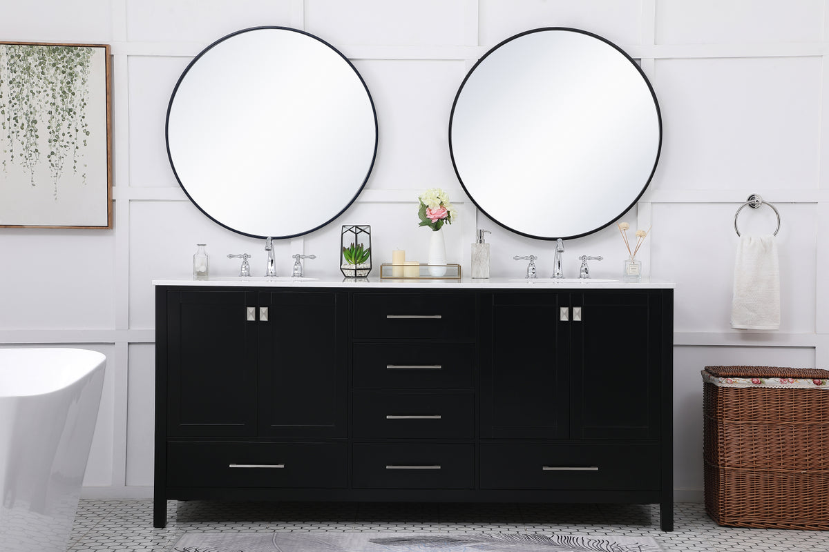 72 inch Double Bathroom Vanity in Black