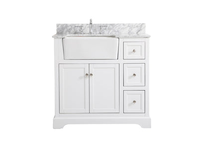 36 inch Single bathroom vanity in white with backsplash