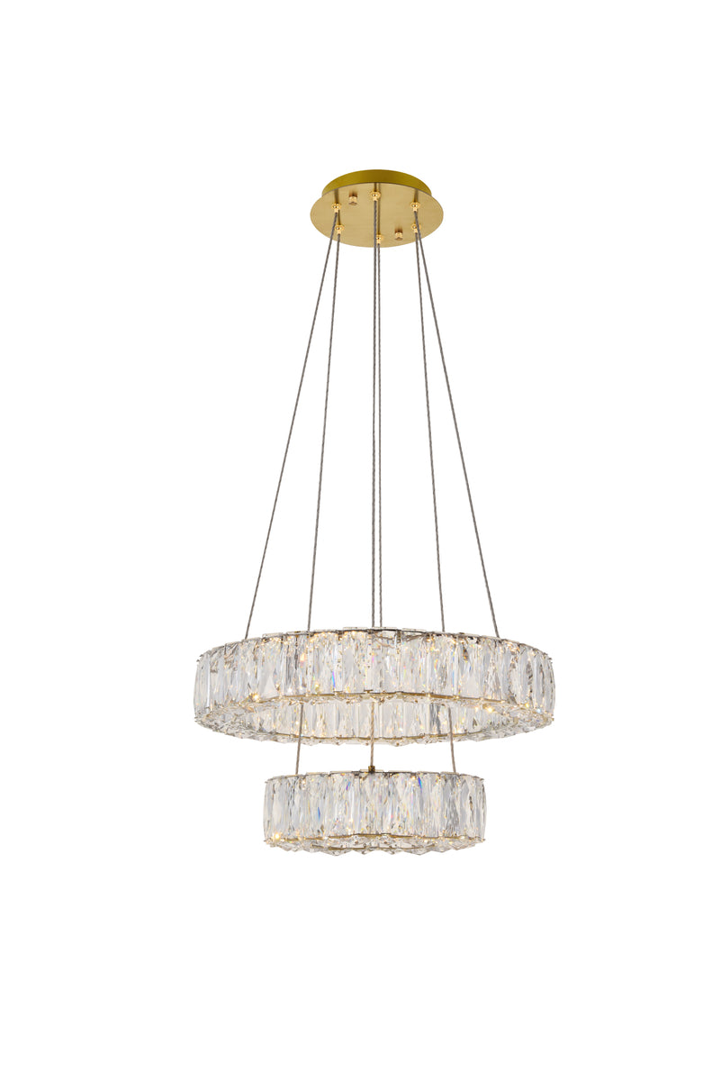 Monroe Integrated LED chip light gold Pendant Clear Royal Cut Crystal