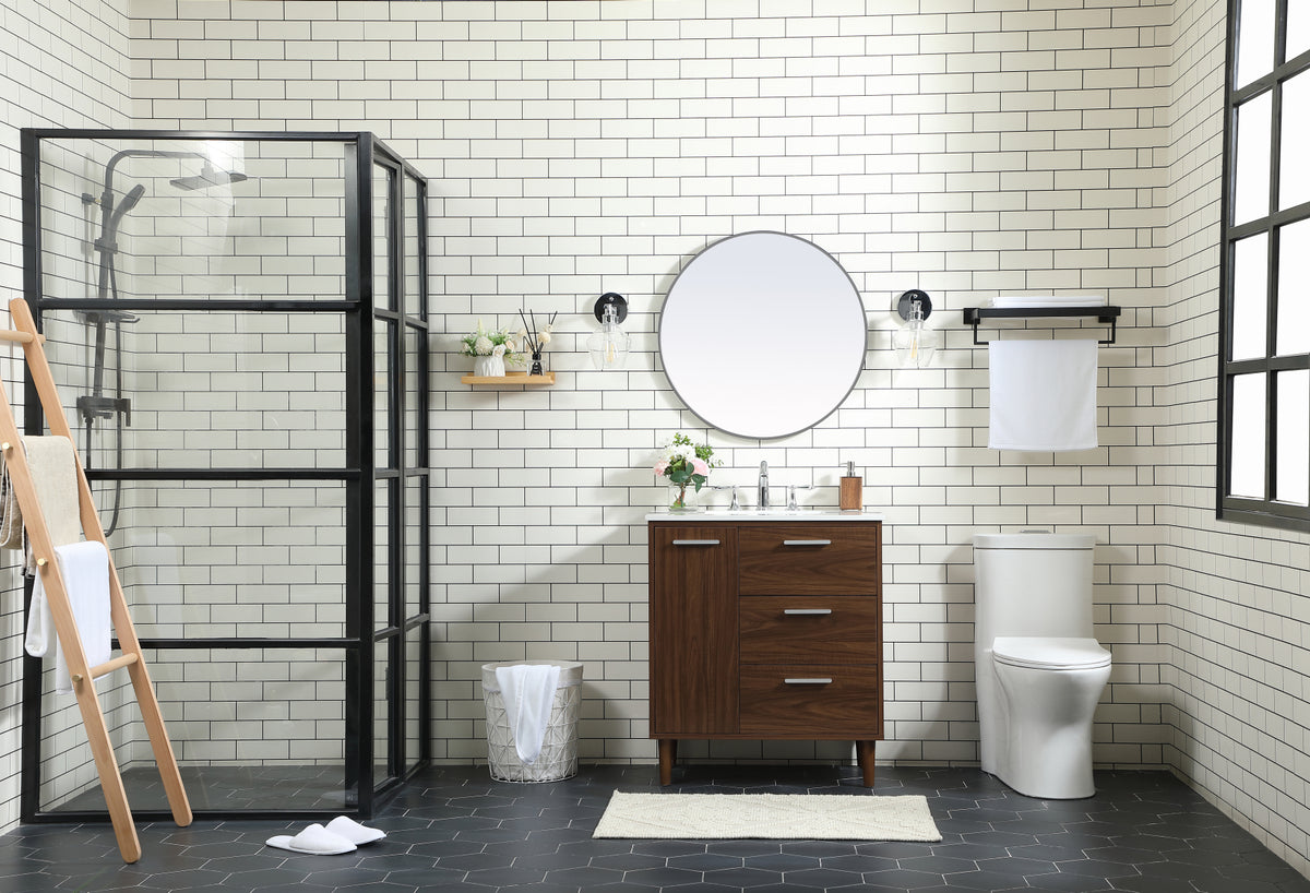 30 inch bathroom vanity in Walnut