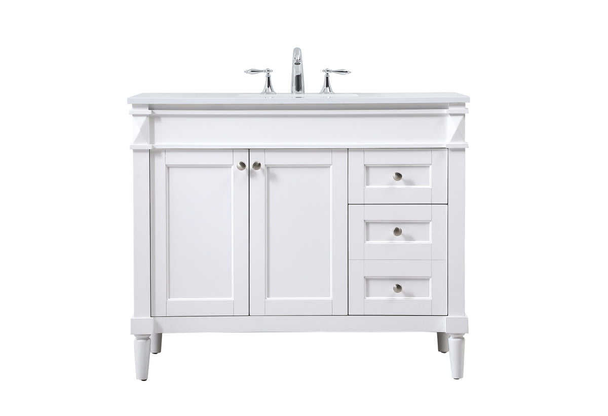 42 inch Single bathroom vanity in white